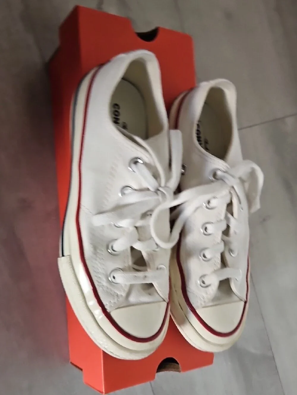 Converse Kid's White Low-Top Canvas Sneakers with Red Accent
